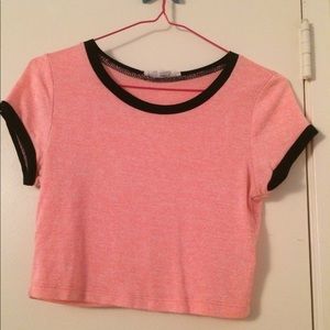 Pink and Black Crop Tops Girls